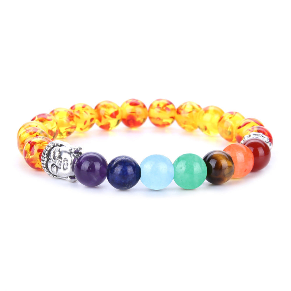 Lapis Lazuli Red Agate Amethyst Colorful Bracelet Buddha Head Bead String Bracelet #B109-B119