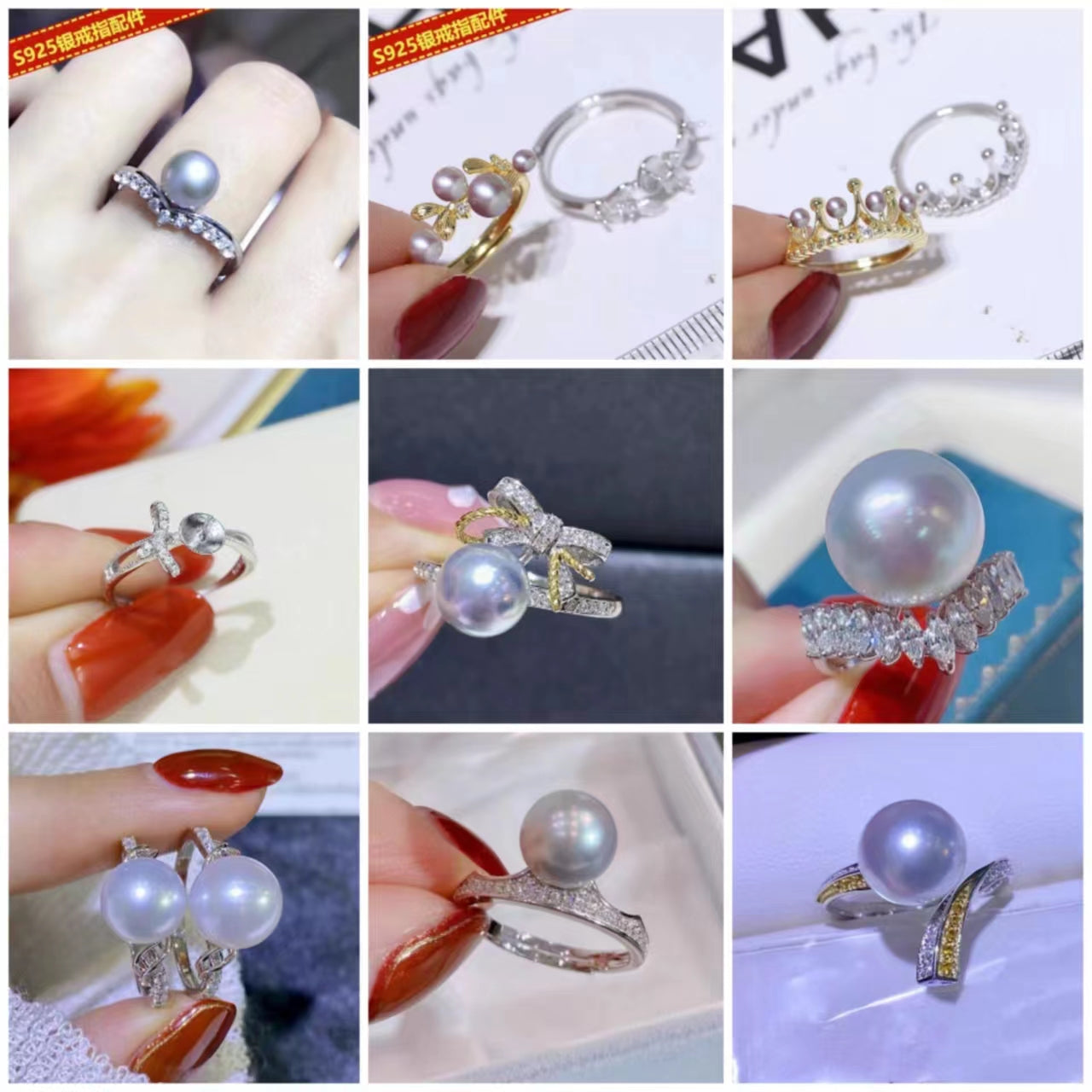 Sterling silver S925 pearl ring setting XYR010-018