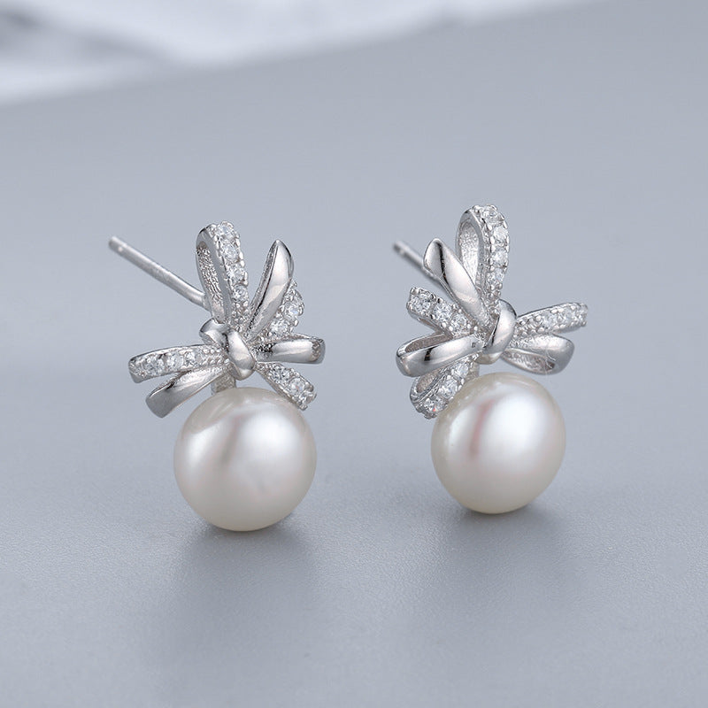 S925 sterling silver earring  setting (default no pearl) wse109-117