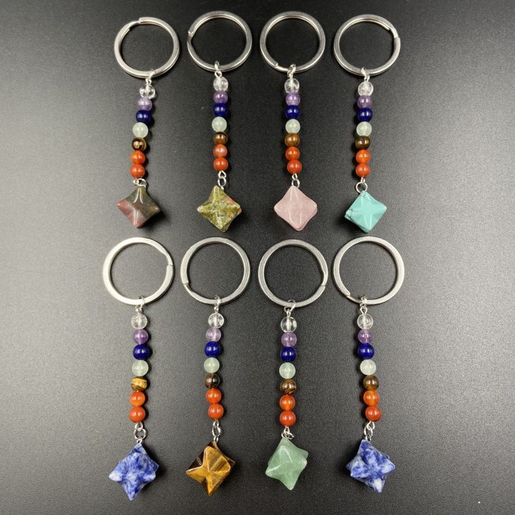 7-chakras crystal Hexagram keychain