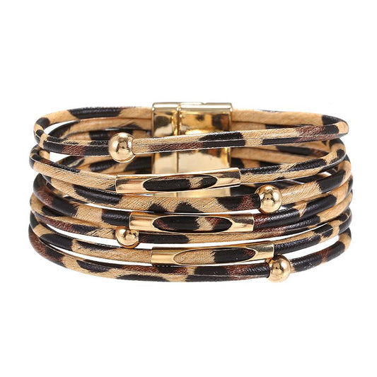 Leopard print leather bracelet