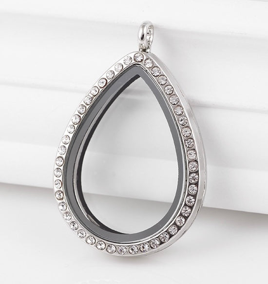 Tear drop loating locket necklace for charms and mini pearls LN009-012