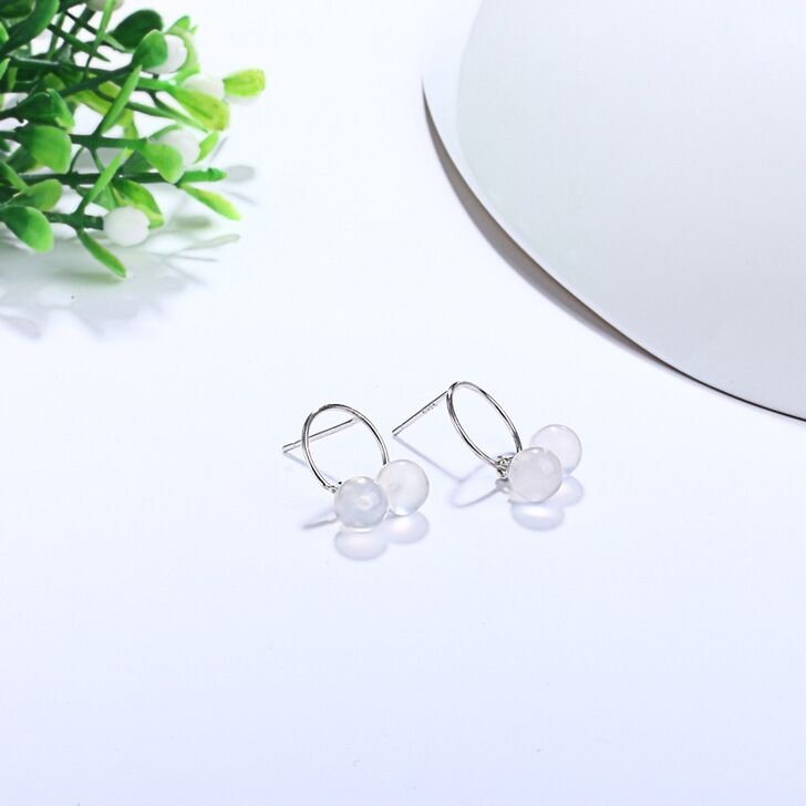 s925 sterling silver agate and shell earrings 6mm #E045-E053