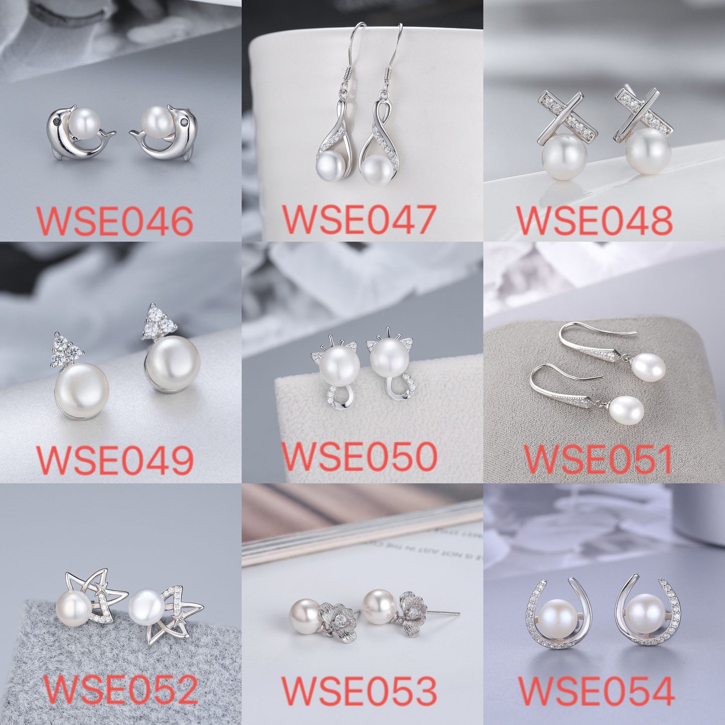 S925 sterling silver earring setting (default no pearl) wse046-054