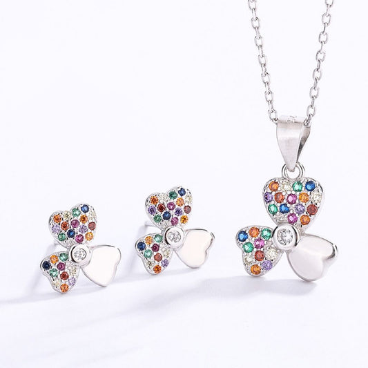 sterling silver S925 gem pendant+earrings set  #SGS086