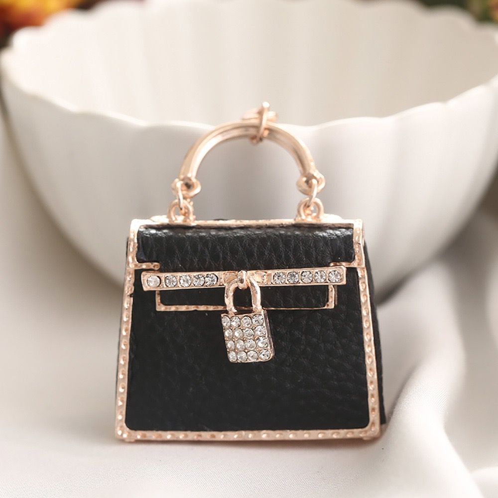 leather bag shape keychain with rhinestone  KC044-KC047