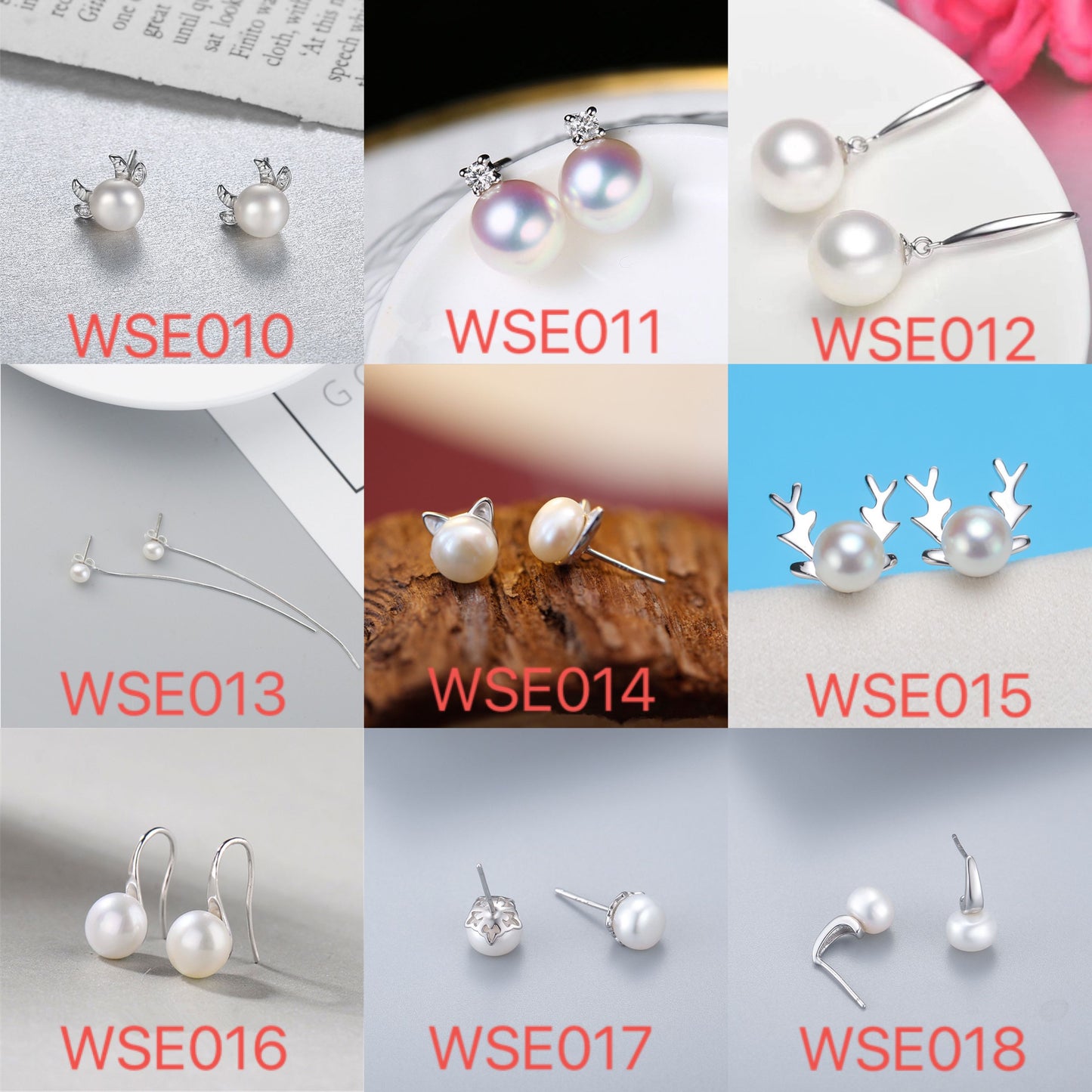 S925 sterling silver earring  setting (default no pearl) wse010-018