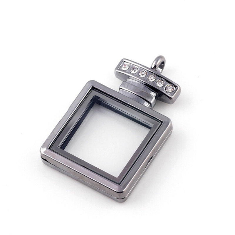 Perfume bottle  floating locket necklace for charms and mini pearls  LN040-LN043