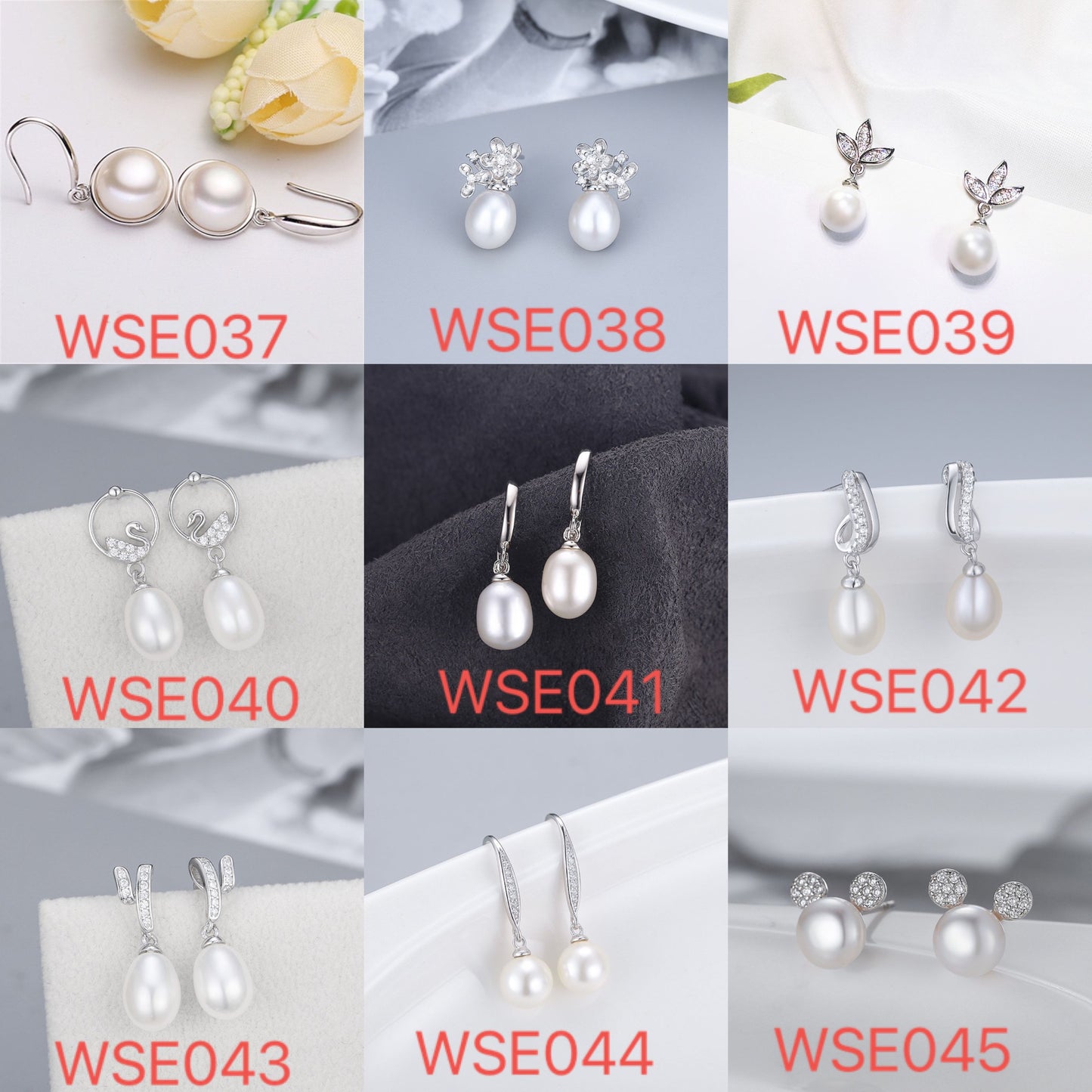 S925 sterling silver earring  setting (default no pearl) Wse037-045