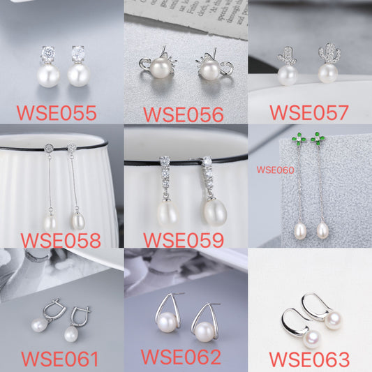 S925 sterling silver earring  setting (default no pearl)wse055-063