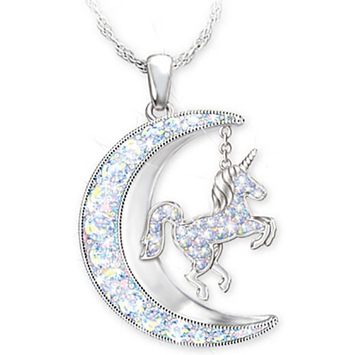 rainbow gem rhinestones zircon unicorn necklace N085-N093