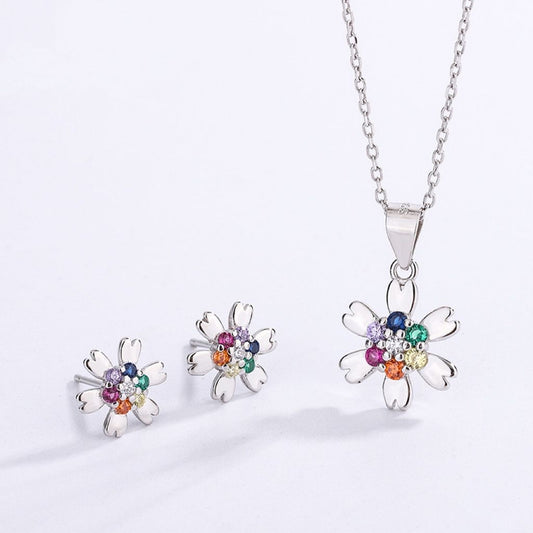 sterling silver S925 gem pendant+earrings set  #SGS078