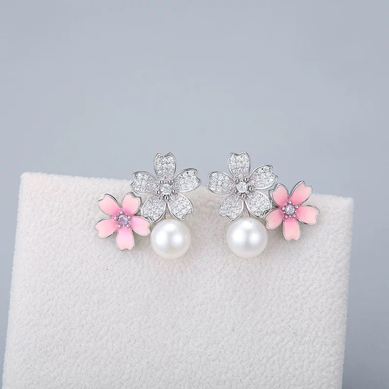 S925 sterling silver earring  setting (default no pearl) wse199-203