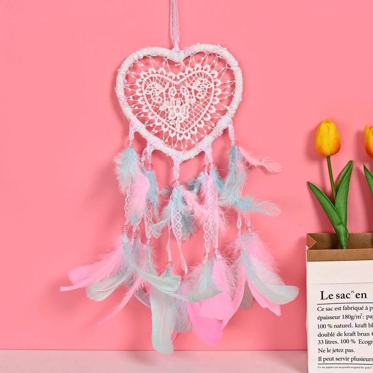 heart dreamcatcher   feather cather wall hanging decorations #DC039-DC046