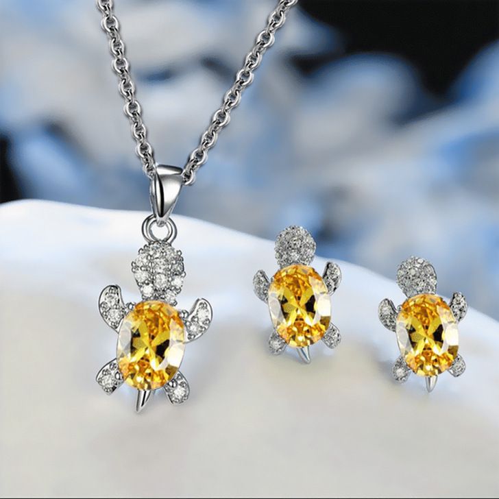 zircon turtle necklace+earring jewelry set JS009-JS016