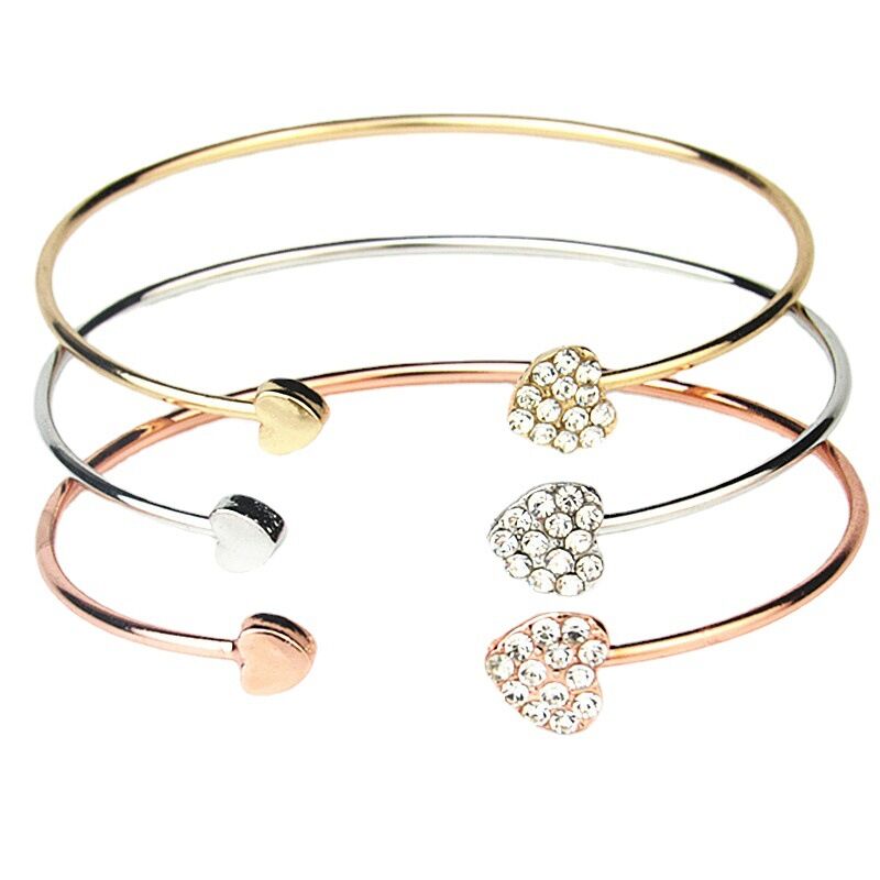 Rhinestone Heart Bangles