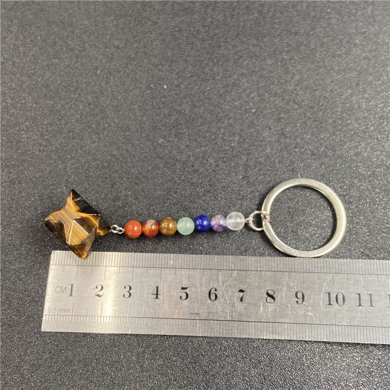 7-chakras crystal Hexagram keychain