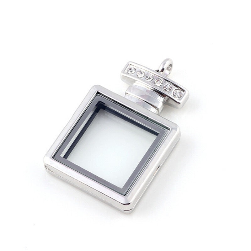 Perfume bottle  floating locket necklace for charms and mini pearls  LN040-LN043