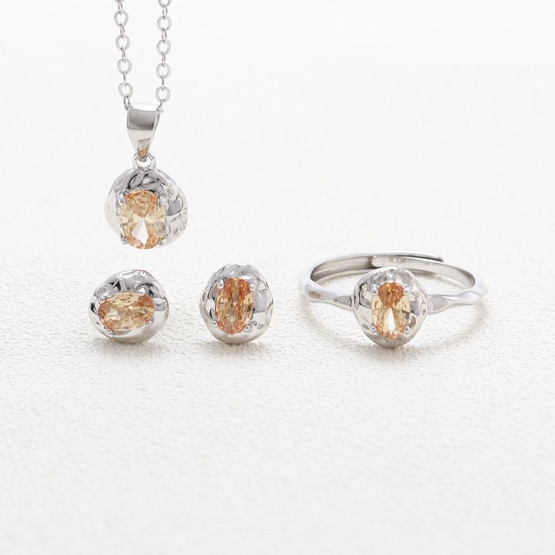 sterling silver S925 gem pendant+ring+earrings set  #SGS001-SGS003