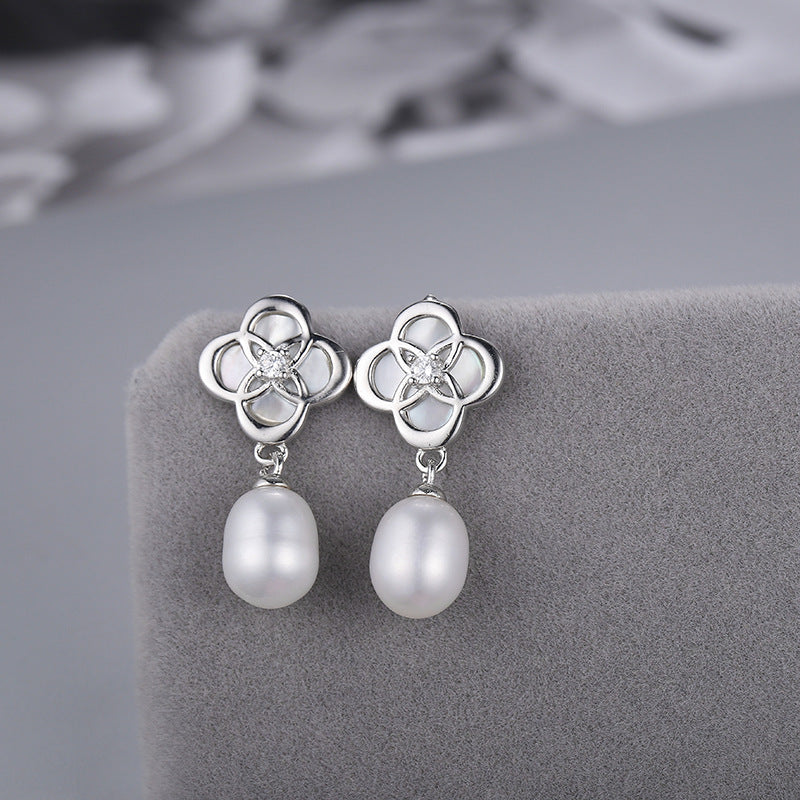 S925 sterling silver earring  setting (default no pearl) wse163-171