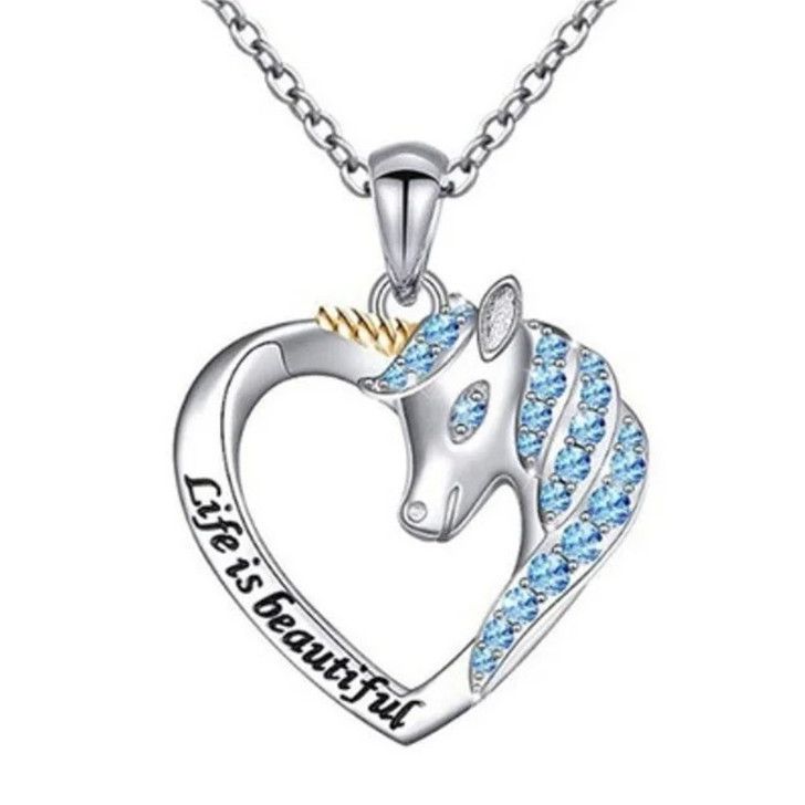 rainbow gem rhinestones zircon unicorn necklace N085-N093