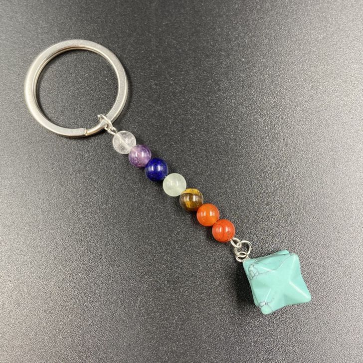 7-chakras crystal Hexagram keychain