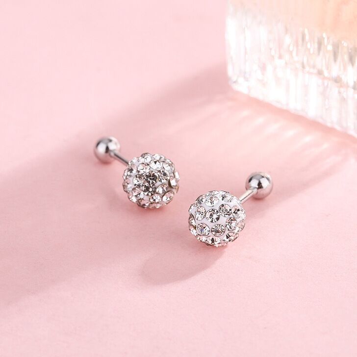 S925 gems ball earrings   #E020-E027