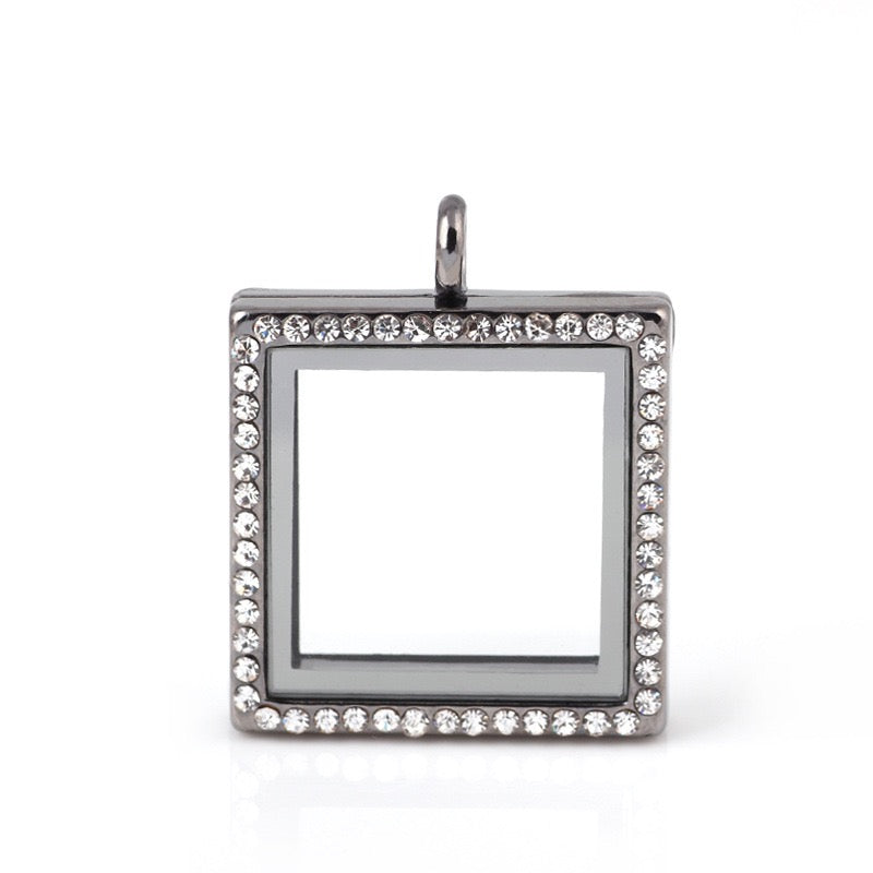 Square  floating locket necklace for charms and mini pearls  LN048-LN052