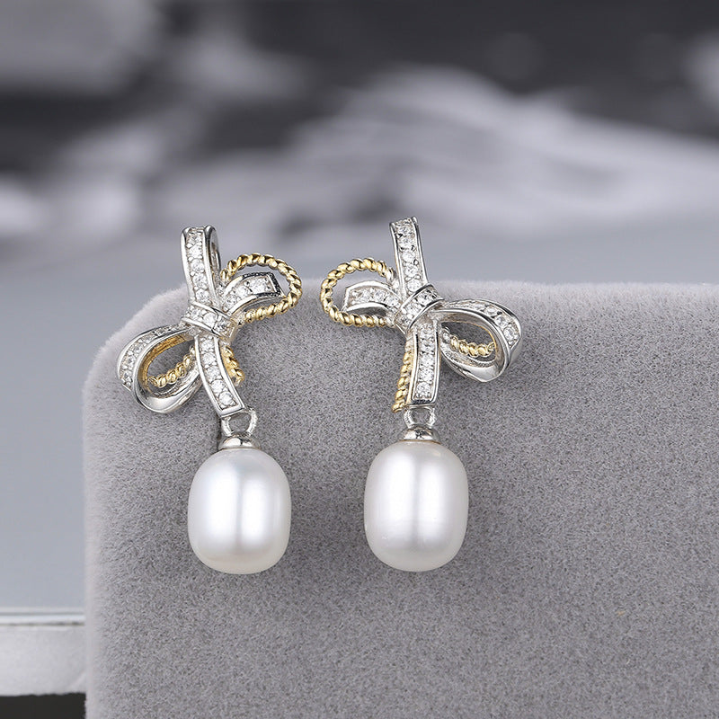 S925 sterling silver earring setting (default no pearl) wse082-090