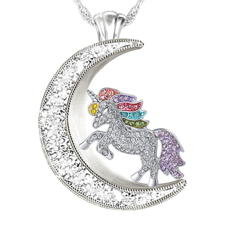 rainbow gem rhinestones zircon unicorn necklace N085-N093