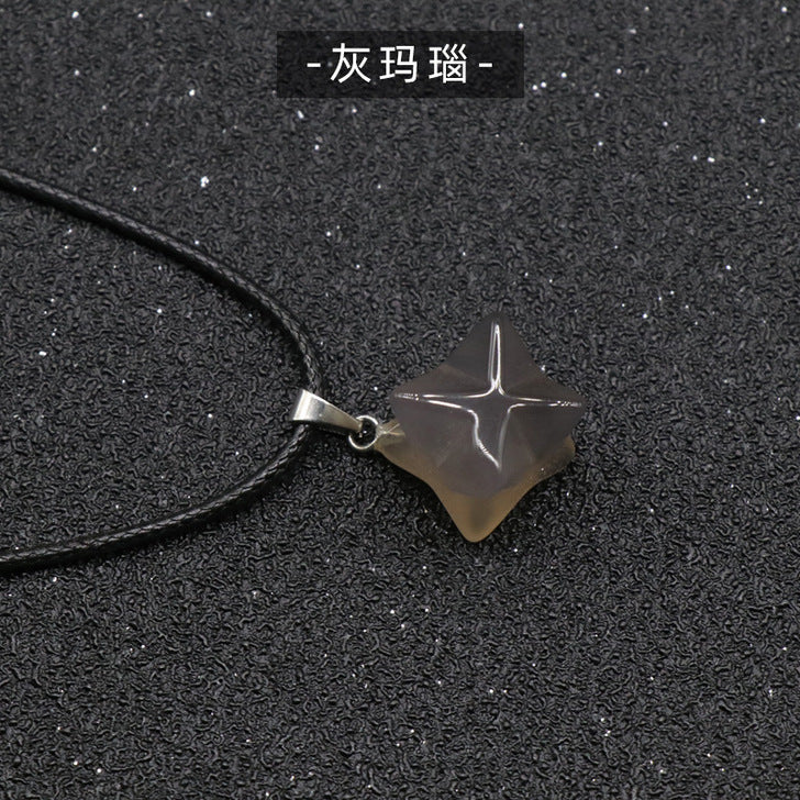 3D Hexagram pendant with leather chain necklace #N046-N054