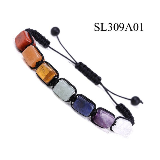 Rectangular stone multicoloured string B199