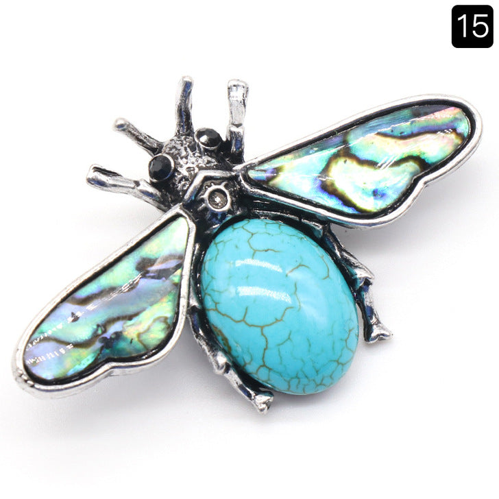 crystal agate stone bee with Abalone shell pendant and brooch 2 in 1   #P021