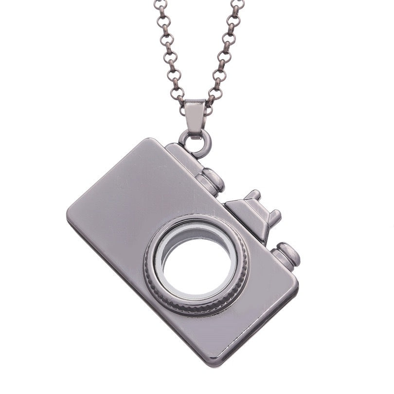 New camera glass photo box necklace Locket camera photo box pendant necklace 60cm chain jewelry LN019-LN022