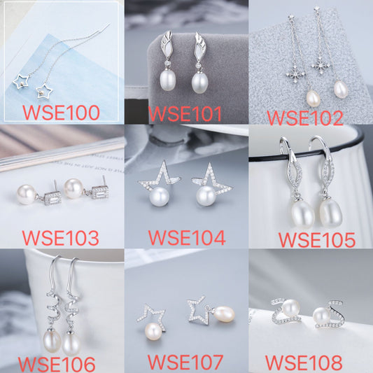 S925 sterling silver earring setting (default no pearl) wse100-108