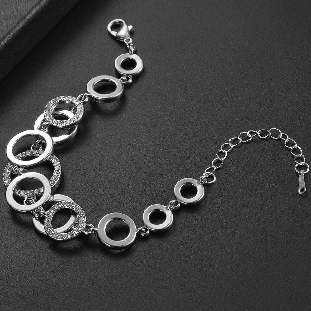 Stainless Steel Full Rhinestone Circle Design Bracelets