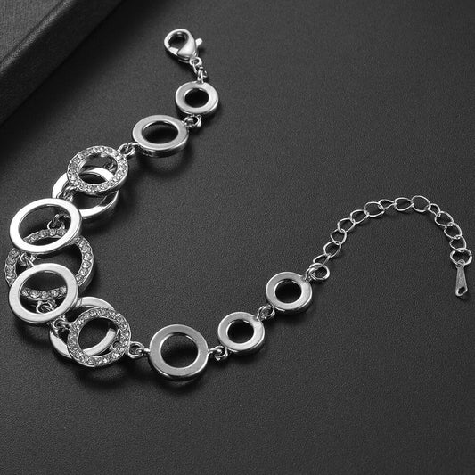 Stainless Steel Full Rhinestone Circle Design Bracelets