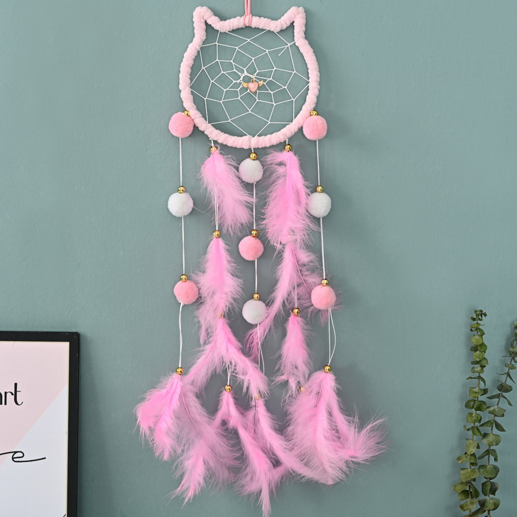 cat dreamcatcher   feather cather wall hanging decorations #DC023-DC032