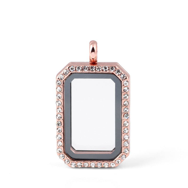 Rectangla  floating locket necklace for charms and mini pearls  LN023-LN027