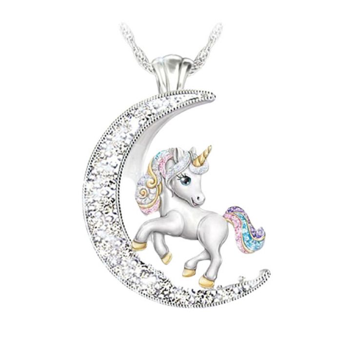 rainbow gem rhinestones zircon unicorn necklace N085-N093