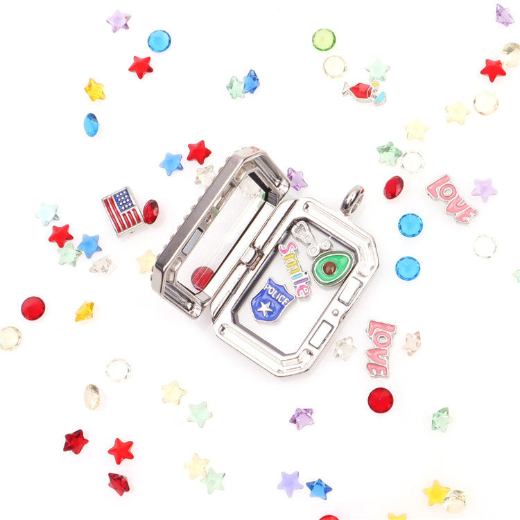 Rectangla  floating locket necklace for charms and mini pearls  LN023-LN027