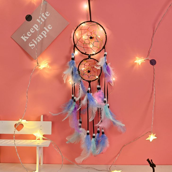 double ring dreamcatcher   feather cather wall hanging decorations #DC007-DC020