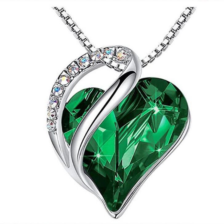 rainbow gem rhinestones zircon heart necklace N075-N078