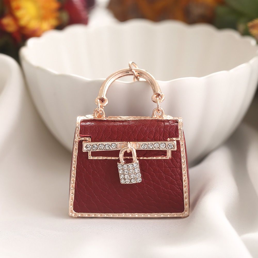 leather bag shape keychain with rhinestone  KC044-KC047