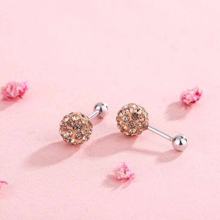 S925 gems ball earrings   #E020-E027