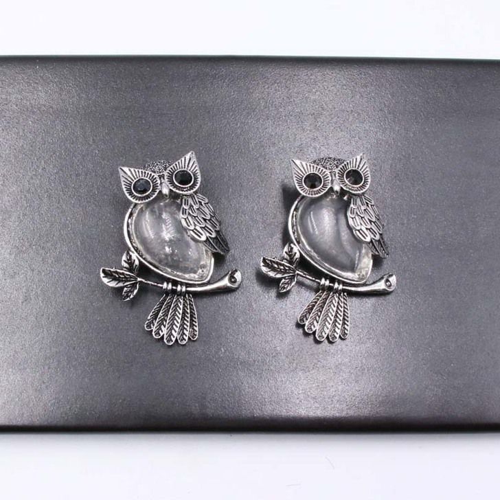 natural stone owl pendant with leather chain   #P022