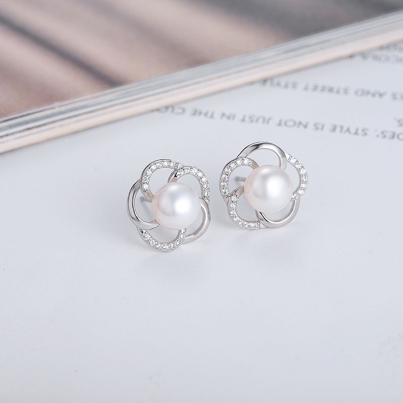 S925 sterling silver earring setting (default no pearl) wse118-126