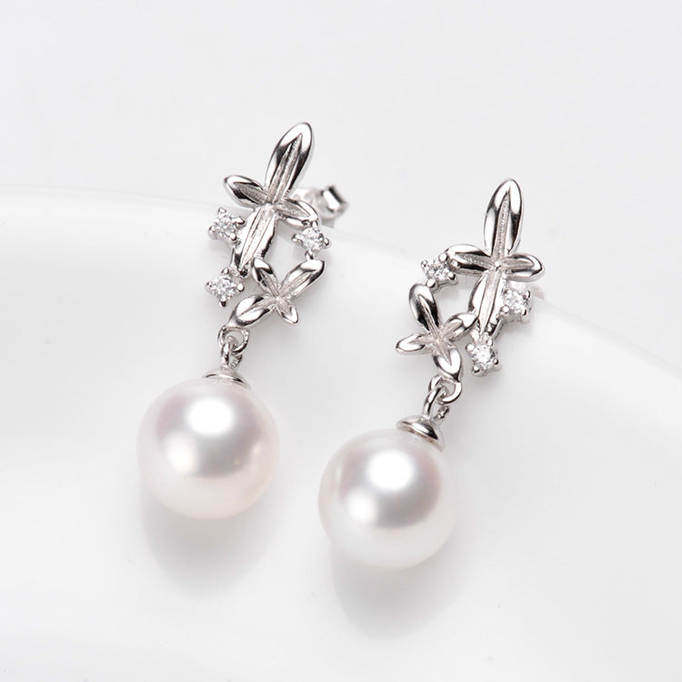 S925 sterling silver earring  setting (default no pearl) wse028-036