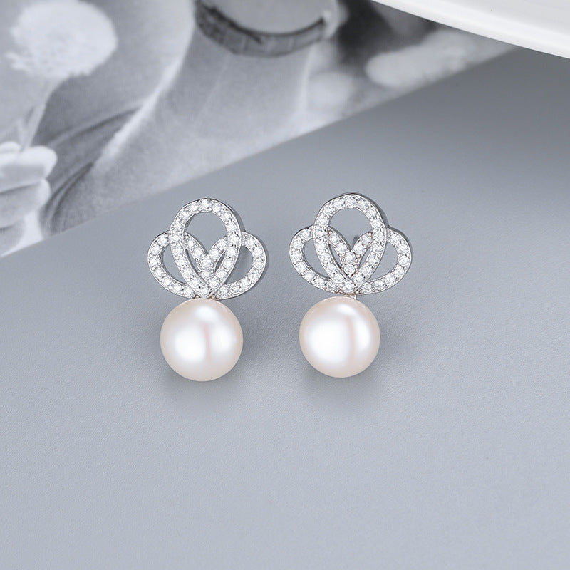 S925 sterling silver earring setting (default no pearl) wse154-162