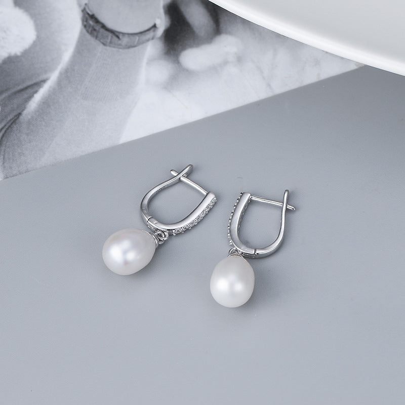 S925 sterling silver earring  setting (default no pearl)wse055-063